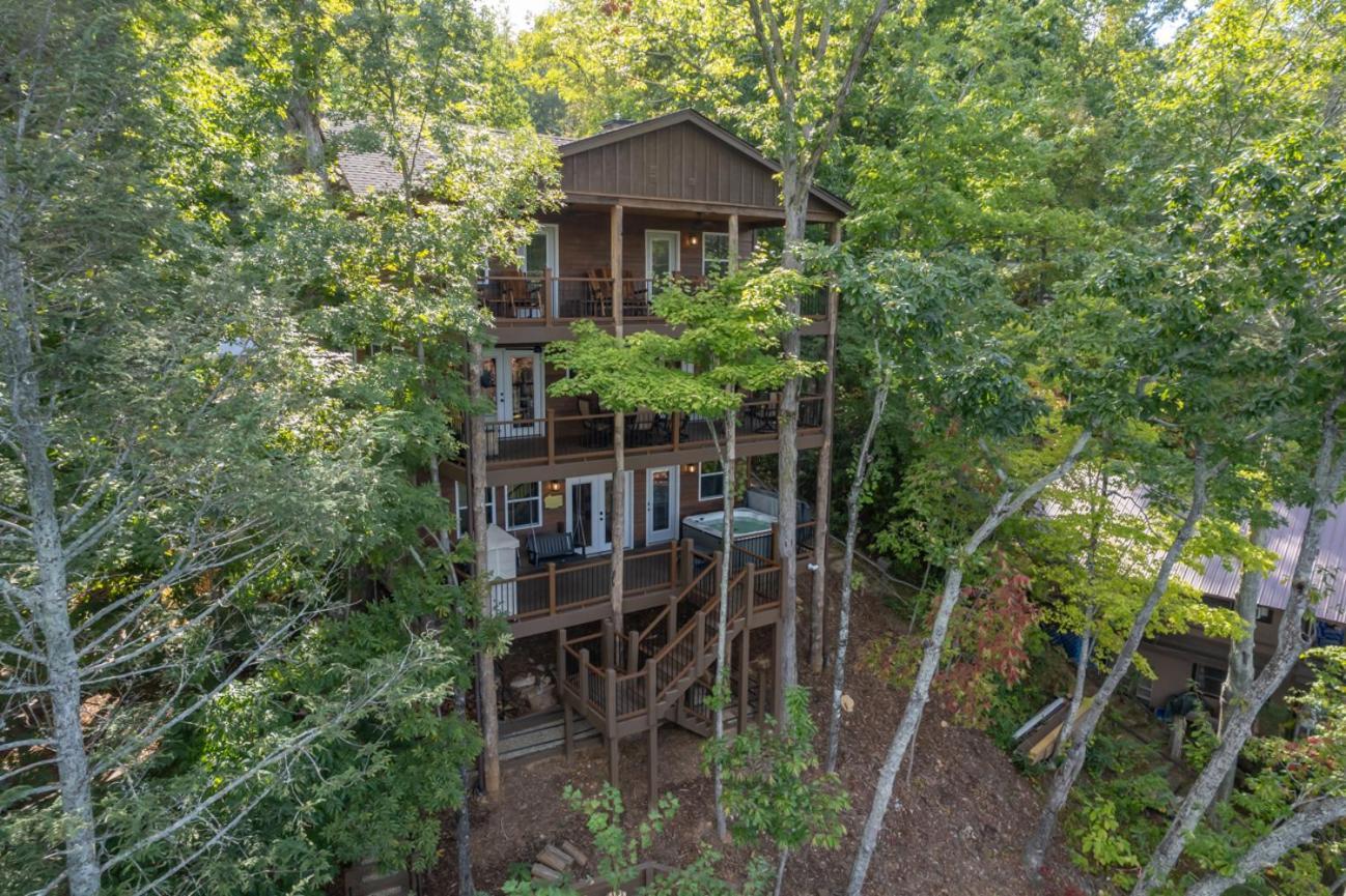 Russell'S Fort At White Oak Point: Historical Cabin On Lake Lure, Luxury, Direct Lake Access! Villa Luaran gambar